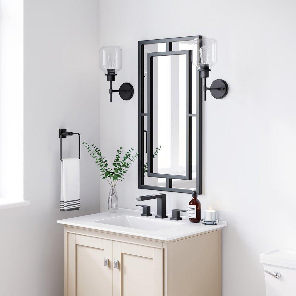 Signature Hardware Black Powder Coat 18 x 36 x 1 in. Rectangular Decorative Vanity Mirror 