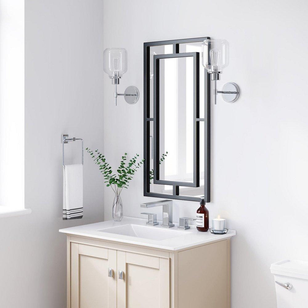 Signature Hardware Black Powder Coat 18 x 36 x 1 in. Rectangular Decorative Vanity Mirror 