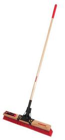 24 in. PET Multi-surface Push Broom with Wood Handle