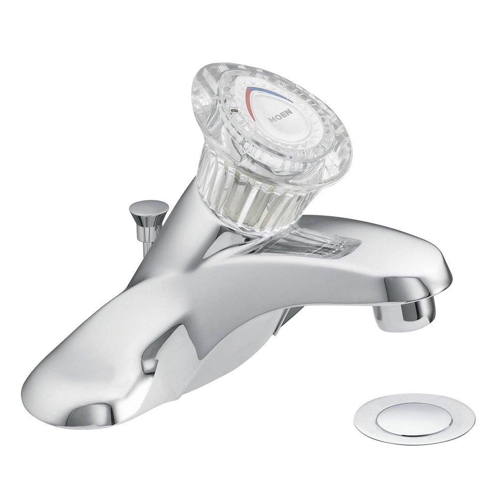Moen Polished Chrome Single Handle Centerset Bathroom Sink Faucet 
