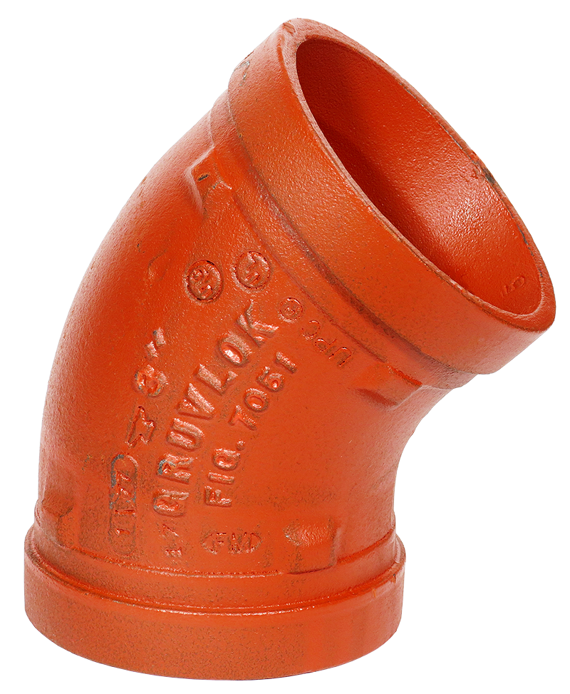Gruvlok Grooved 45 Degree Domestic Hot Dipped Zinc Galvanized Ductile Iron Elbow 