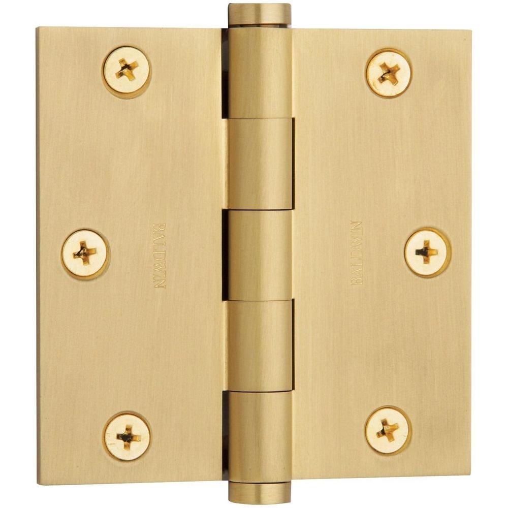 3.5" x 3.5" Solid Brass Square Corner Plain Bearing Mortise Hinge - Single Hinge 