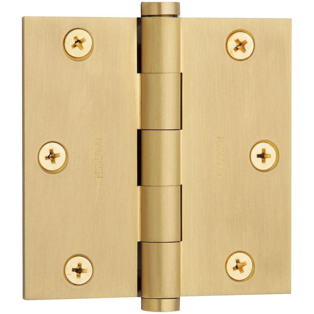 3.5" x 3.5" Solid Brass Square Corner Plain Bearing Mortise Hinge - Single Hinge 