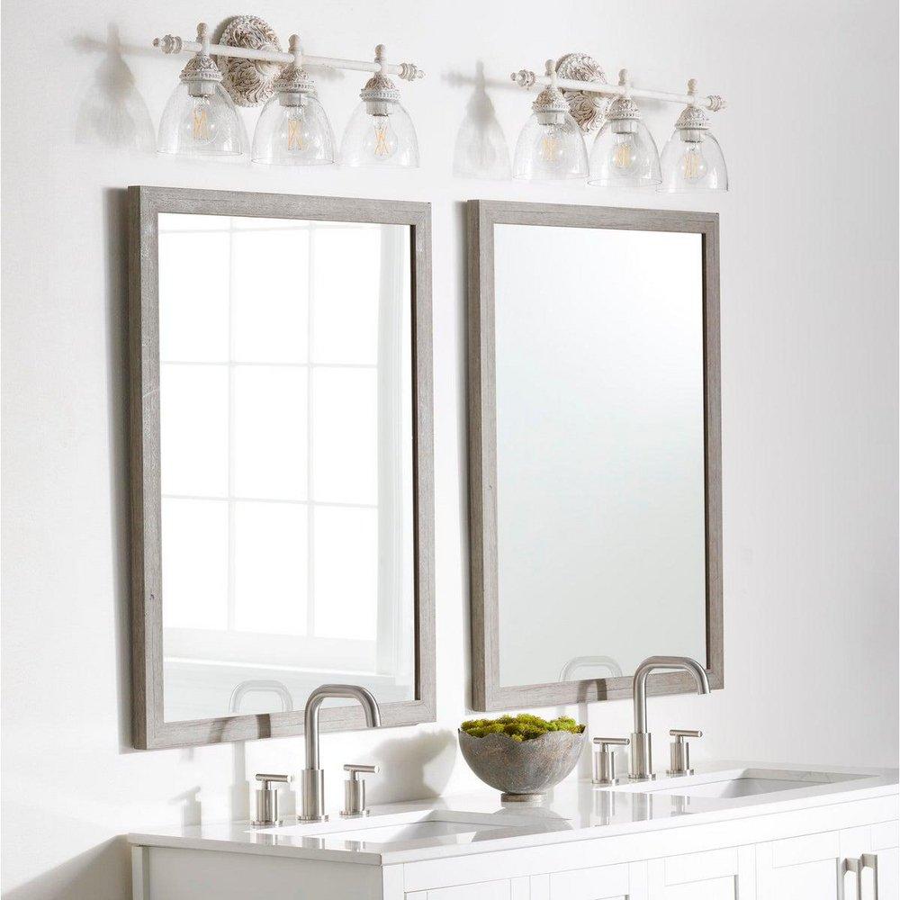 3 Light 24" Wide Bathroom Vanity Light with Clear Seedy Glass 