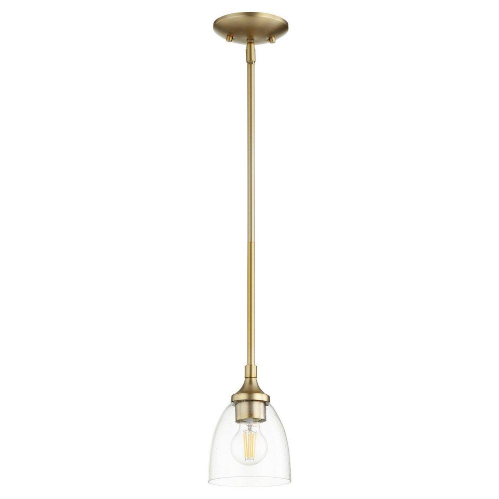 100W 1-Light Medium Pendant Light in Aged Brass 