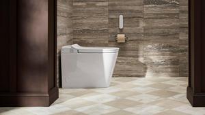 Lifestyle image of KOHLER Smart Toilet installed in residential home. 