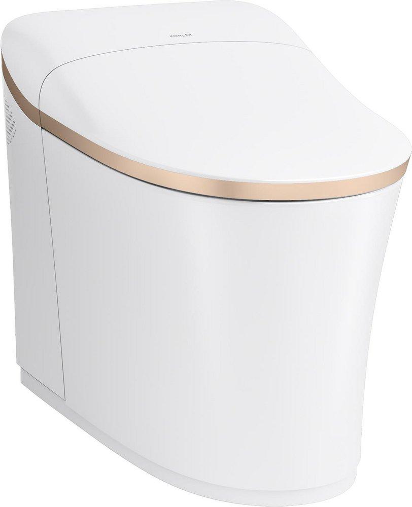 KOHLER White/Sunrise Gold 0.87 gpf Elongated Floor Mount One Piece Toilet 