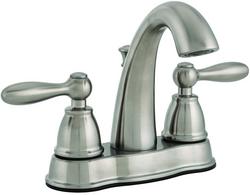 Two Handle Centerset Bathroom Sink Faucet with Drain Assembly in Brushed Nickel