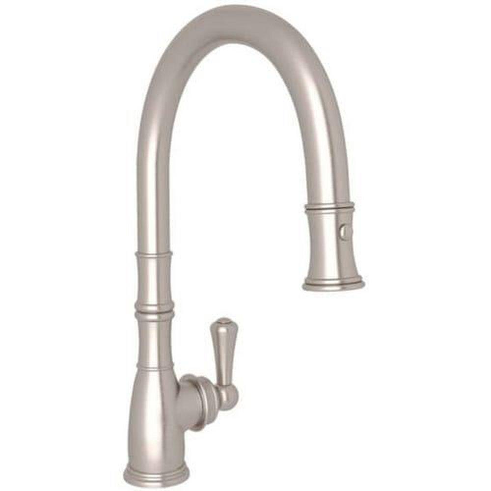 Perrin & Rowe&reg; Satin Nickel Pull Down Monoblock Touchless Kitchen Faucet 