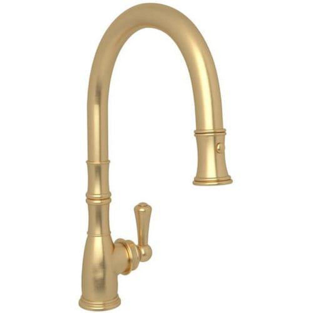 Perrin & Rowe Satin English Gold Pull Down Monoblock Touchless Kitchen Faucet 