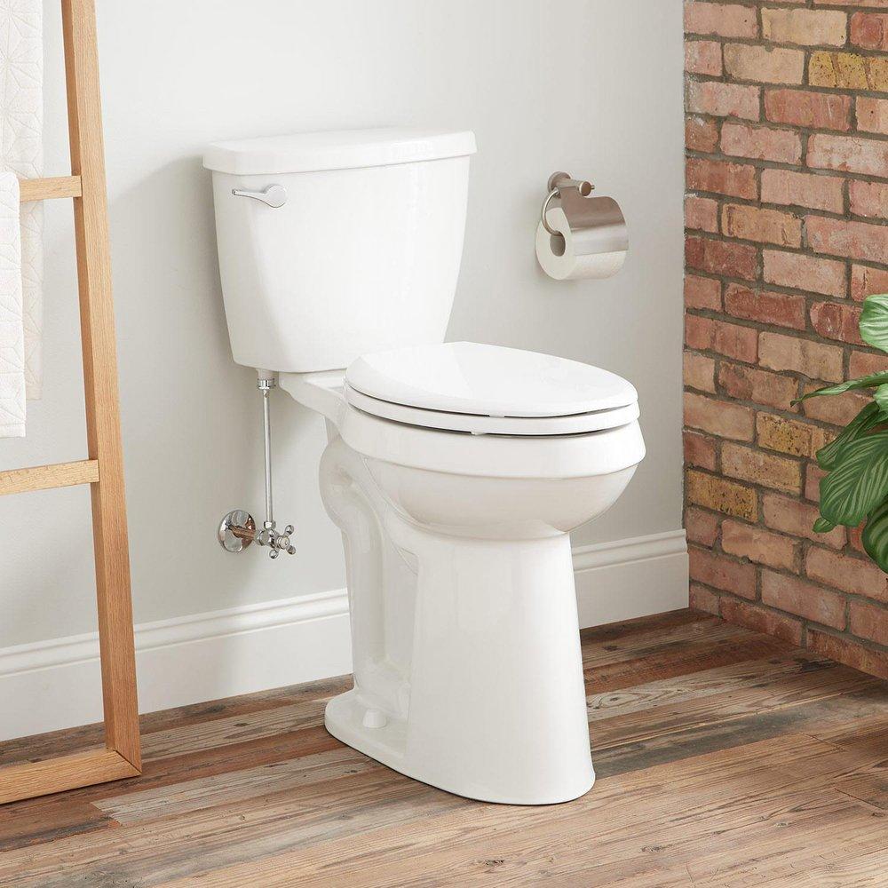 BRADENTON ELONGATED TWO-PIECE TOILET - 21" BOWL HEIGHT - STANDARD SEAT - WHITE 