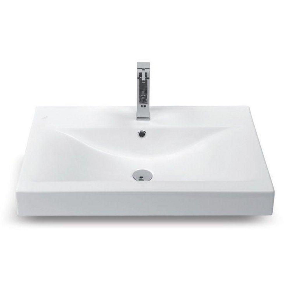 CeraStyle 23-3/5" Ceramic Wall Mounted Bathroom Sink with 1 Faucet Hole and Overflow 