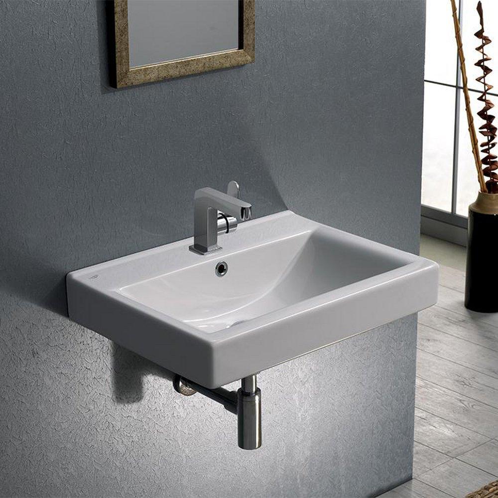 23-3/5 in. Drop-in or Wall Mount Rectangular Ceramic Bathroom Sink in White 