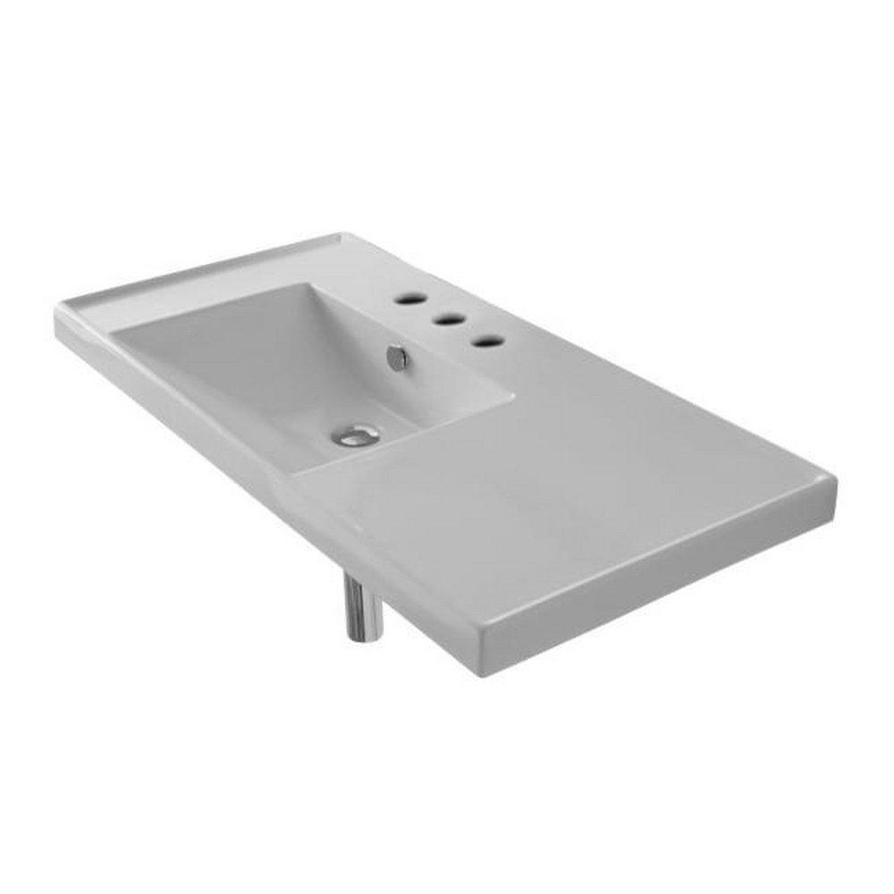 Scarabeo 36-1/4" Ceramic Wall Mounted / Drop In Bathroom Sink with 1 / 3 Holes Drilled - Includes Overflow 