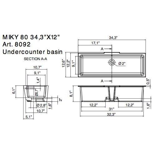 SCARABEO 34-1/2" CERAMIC UNDERMOUNT 