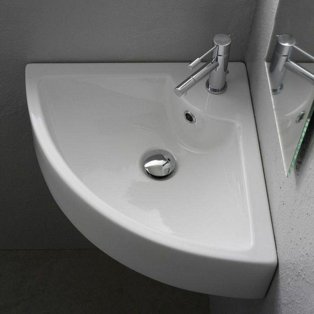 Scarabeo 18-3/4" Ceramic Wall Mounted / Corner Bathroom Sink with 1 Hole Drilled - Includes Overflow 