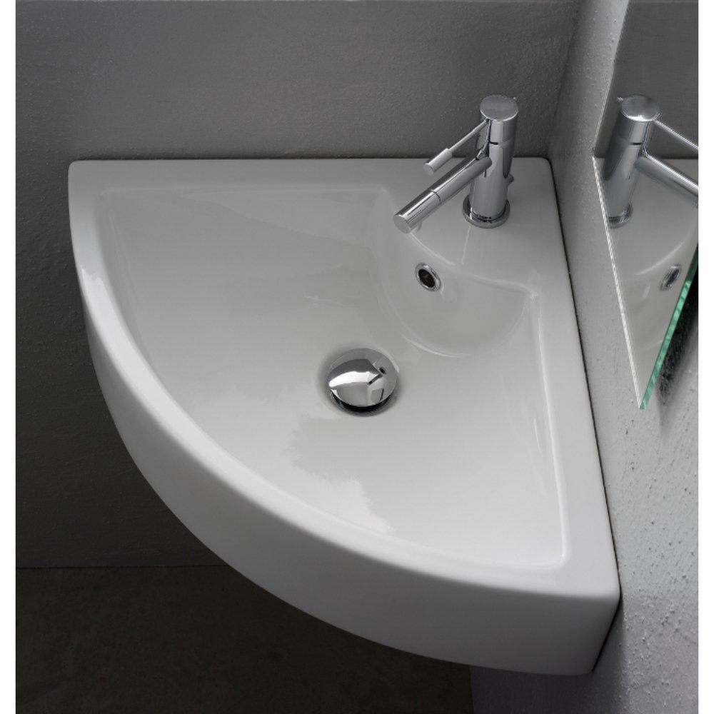 Scarabeo 18-3/4" Ceramic Wall Mounted / Corner Bathroom Sink with 1 Hole Drilled - Includes Overflow 