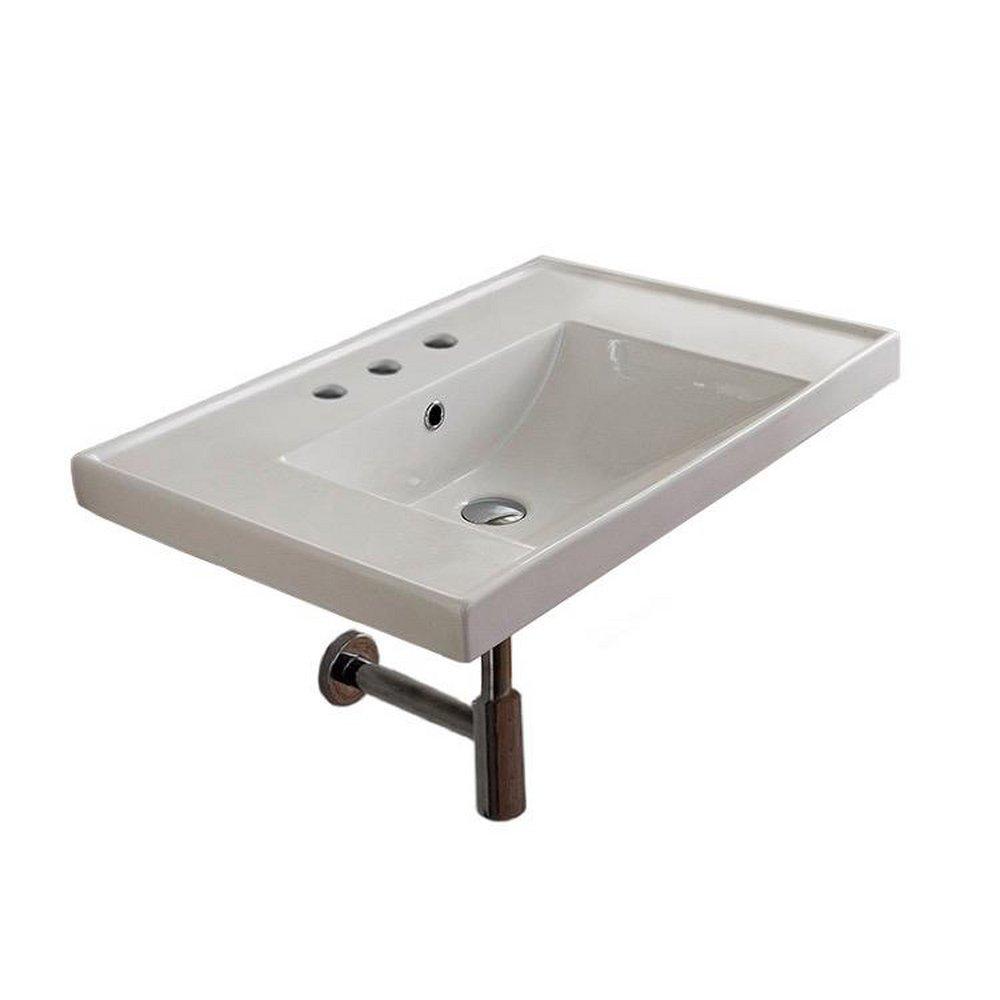 Scarabeo 36-1/4" Ceramic Wall Mounted / Drop In Bathroom Sink with 1 / 3 Holes Drilled - Includes Overflow 