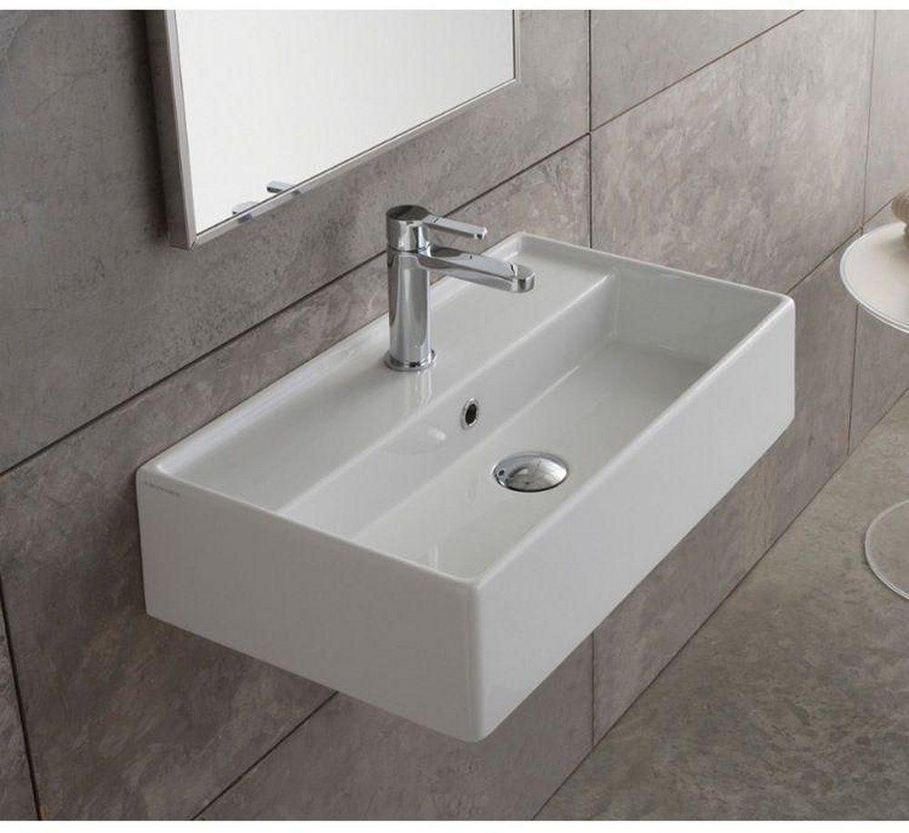Scarabeo 23-5/8" Ceramic Wall Mounted / Vessel Bathroom Sink with 1 / 3 Holes Drilled - Includes Overflow 