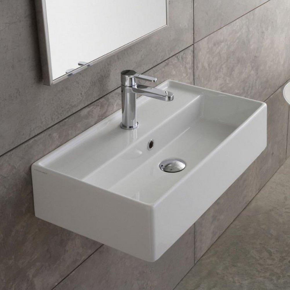 Scarabeo 23-5/8" Ceramic Wall Mounted / Vessel Bathroom Sink with 1 / 3 Holes Drilled - Includes Overflow 