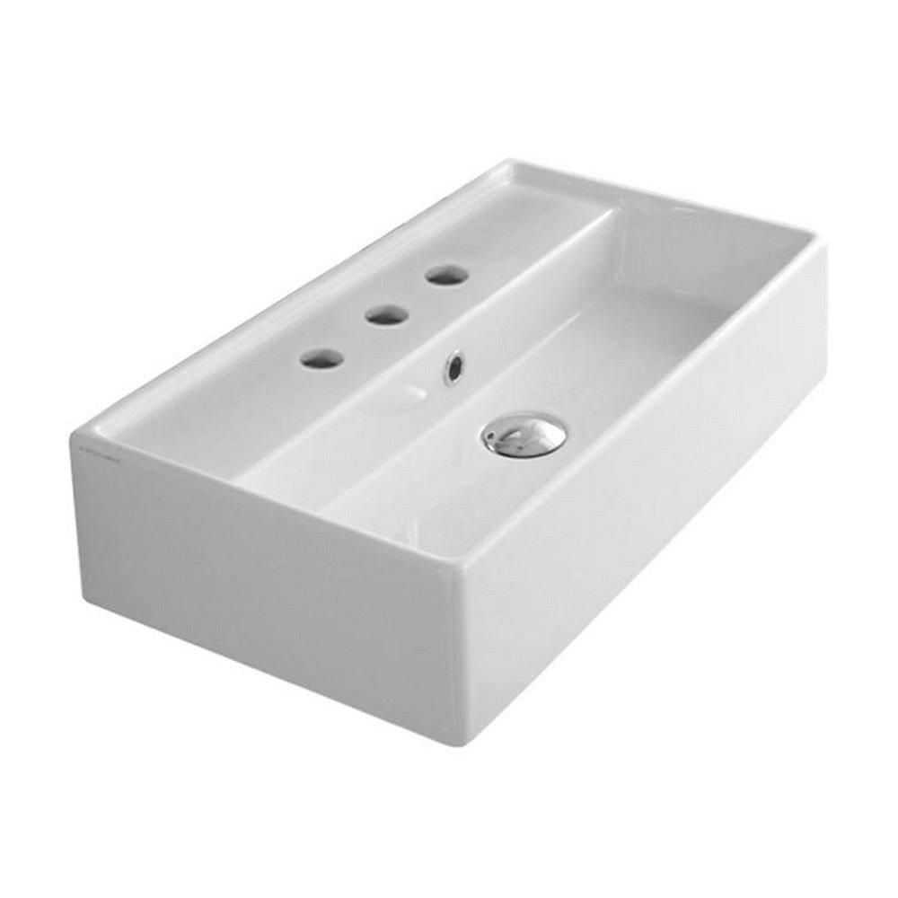 Scarabeo 23-5/8" Ceramic Wall Mounted / Vessel Bathroom Sink with 1 / 3 Holes Drilled - Includes Overflow 