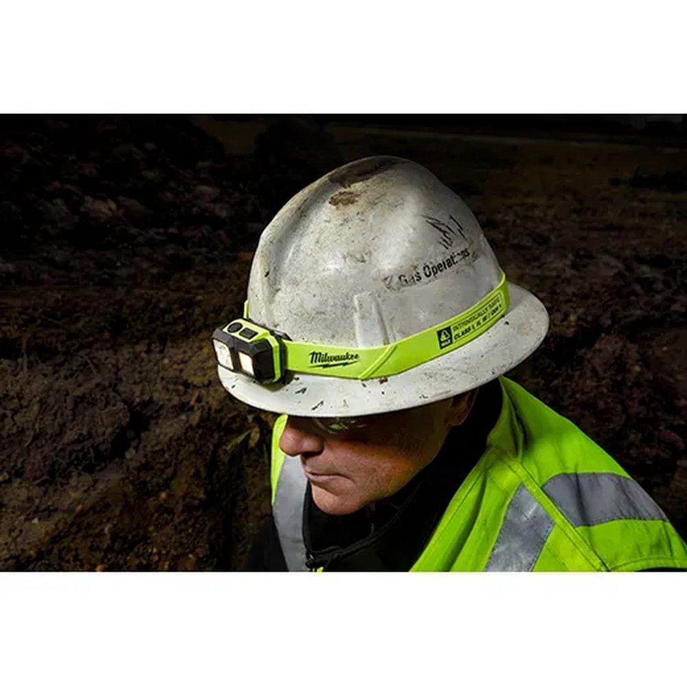 Milwaukee&reg; Hi-Viz Yellow Battery LED Hard Hat Flashlight 