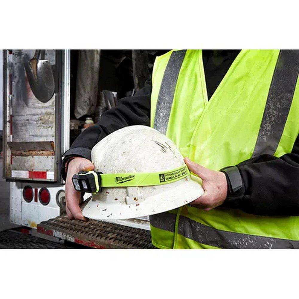 Milwaukee&reg; Hi-Viz Yellow Battery LED Hard Hat Flashlight 