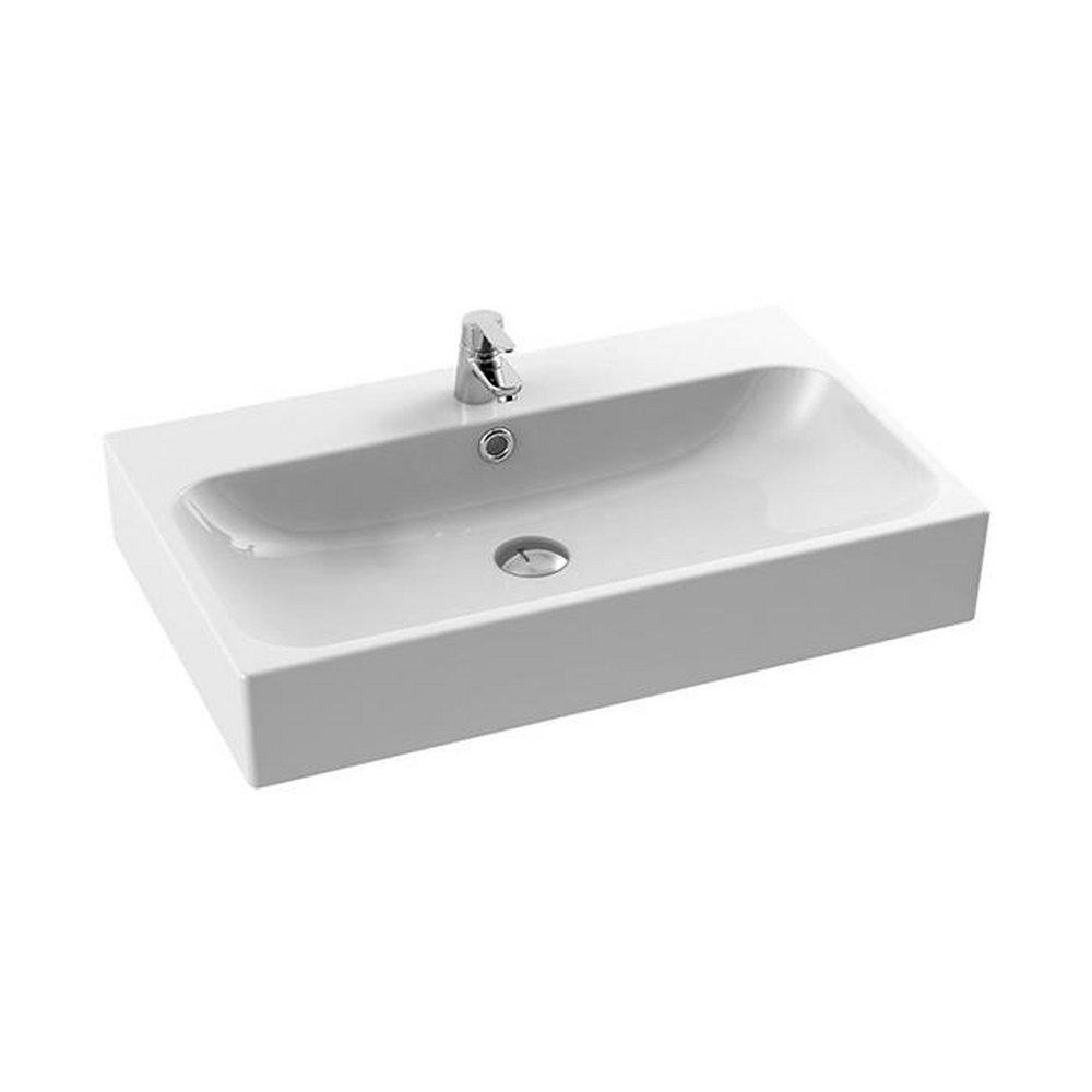 Cerastyle 30" Ceramic Bathroom Sink for Vessel or Wall Mounted Installation with Overflow 