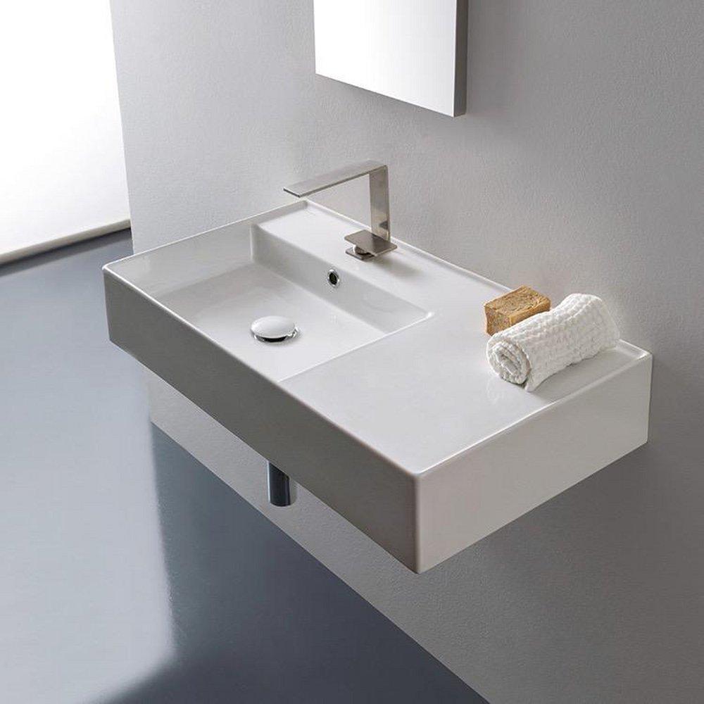 31-9/10 in. Vessel or Wall Mount Rectangular Ceramic Bathroom Sink in White 