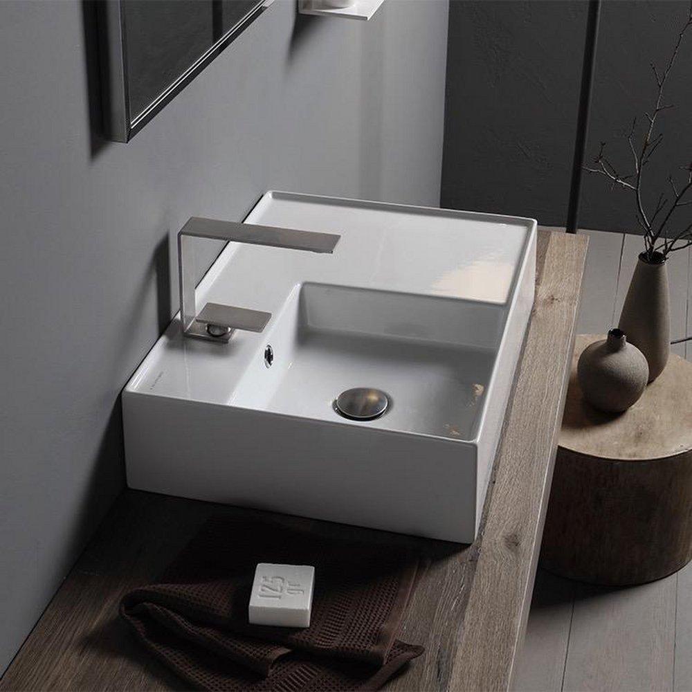 23-7/10 in. Vessel or Wall Mount Rectangular Ceramic Bathroom Sink in White 