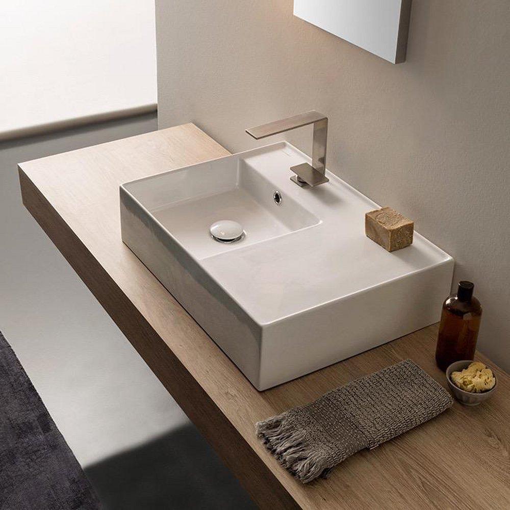 23-7/10 in. Vessel or Wall Mount Rectangular Ceramic Bathroom Sink in White 