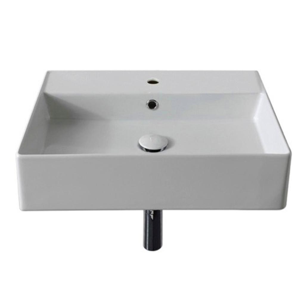 Scarabeo Teorema 2.0 20" Rectangular Ceramic Vessel or Wall Mounted Bathroom Sink with Overflow 