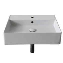 19-9/10 in. Vessel or Wall Mount Rectangular Ceramic Bathroom Sink in White