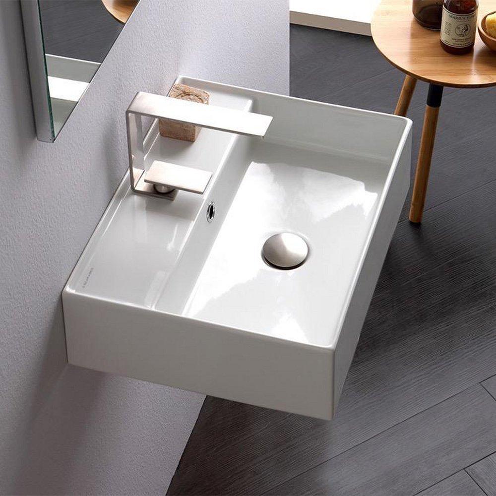 Scarabeo Teorema 2.0 20" Rectangular Ceramic Vessel or Wall Mounted Bathroom Sink with Overflow 