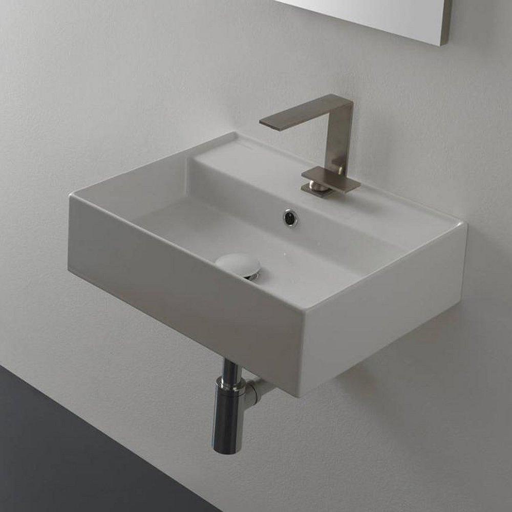 19-9/10 in. Vessel or Wall Mount Rectangular Ceramic Bathroom Sink in White 