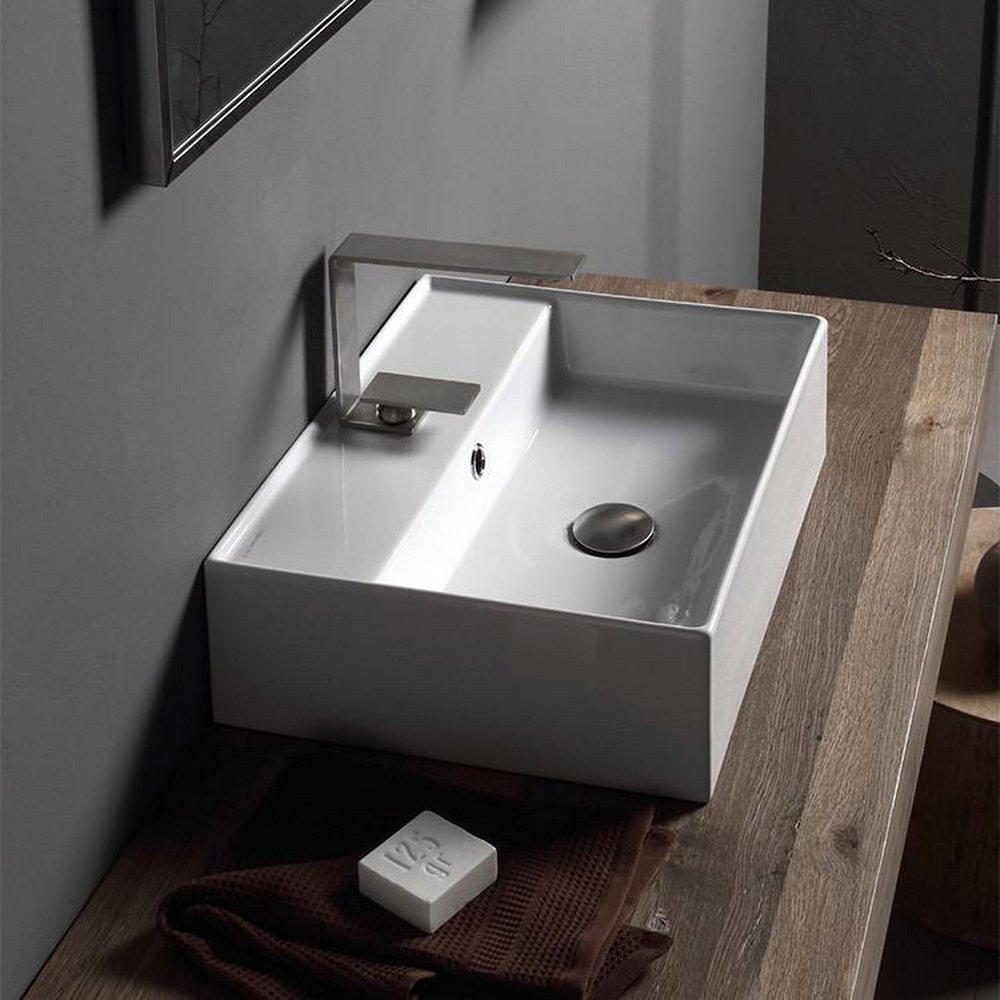 19-9/10 in. Vessel or Wall Mount Rectangular Ceramic Bathroom Sink in White 