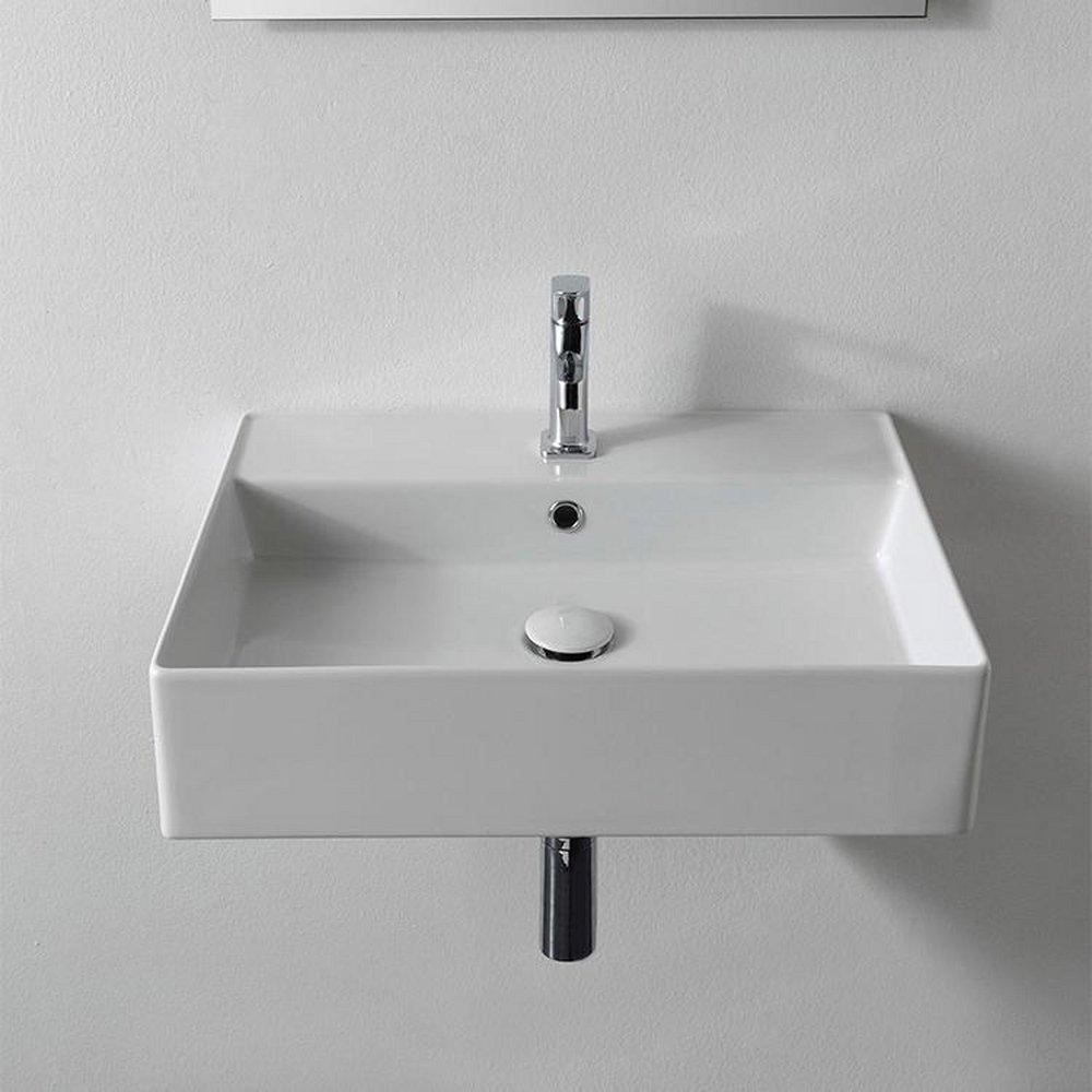 19-9/10 in. Vessel or Wall Mount Rectangular Ceramic Bathroom Sink in White 