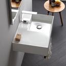 Scarabeo Teorema 2.0 24" Rectangular Ceramic Wall Mounted Bathroom Sink with Overflow and Towel Bar 