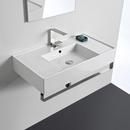Scarabeo Teorema 2.0 32" Rectangular Ceramic Wall Mounted Bathroom Sink with Overflow and Towel Bar 