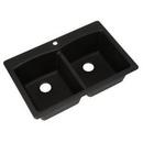 33 x 22 in. 1-Hole Composite Double Bowl Dual Mount Kitchen Sink in Onyx