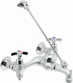 Two Cross Handle Wall Mount Service Faucet in Rough Chrome