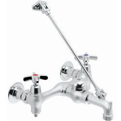 Two Cross Handle Wall Mount Service Faucet in Rough Chrome
