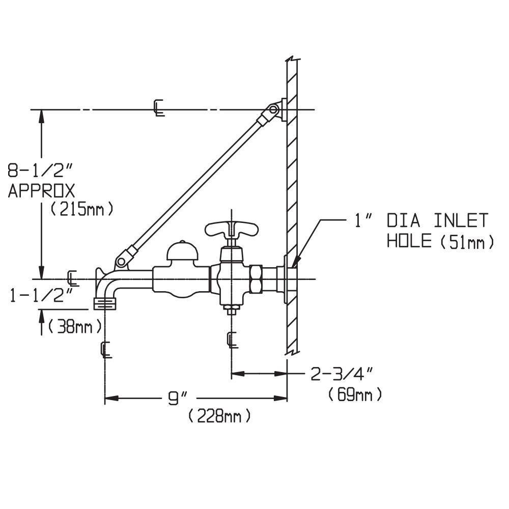 Speakman Rough Chrome Plated Two Cross Handle Wall Mount Service Faucet 