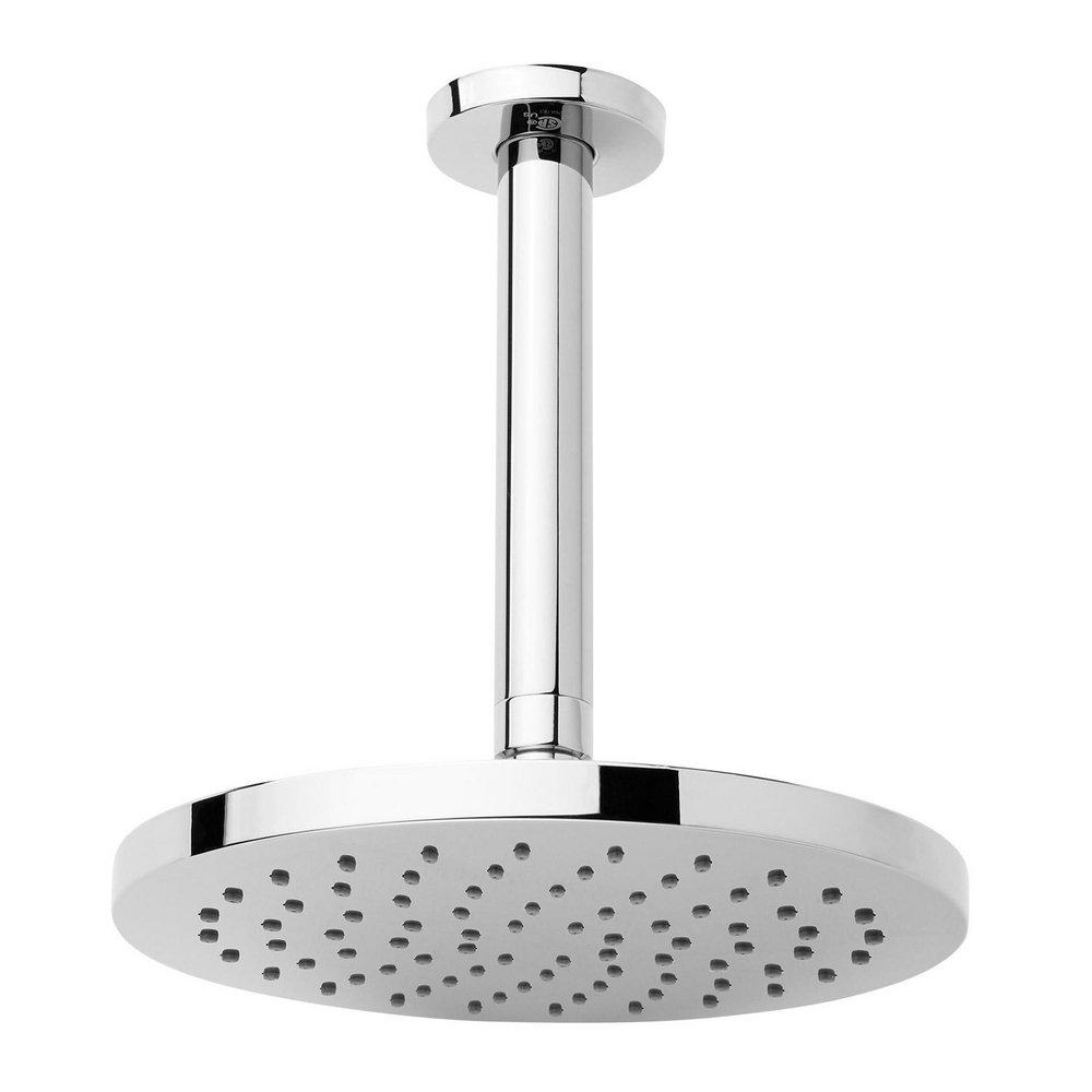 8 in. Single Function Ceiling Mounted Full Spray Showerhead Set in Polished Chrome - 12 in. Arm Included 