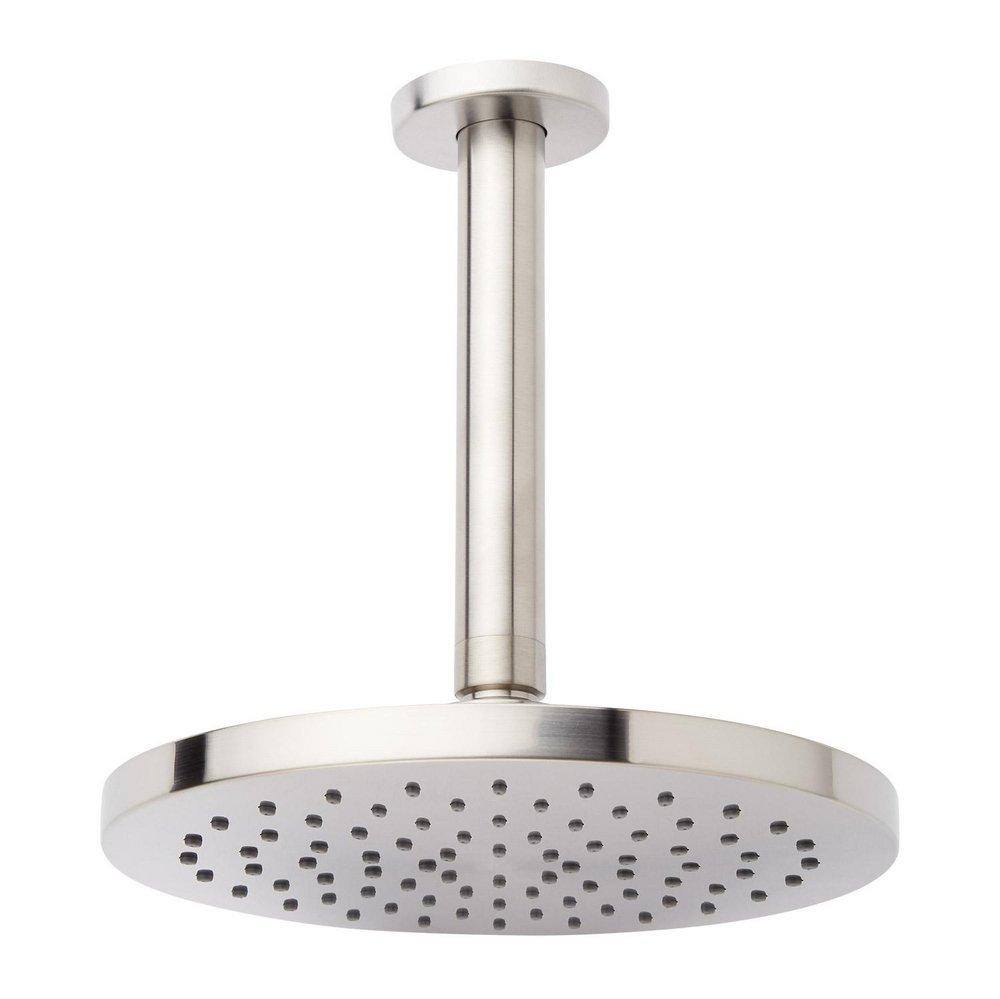 8 in. Single Function Ceiling Mounted Full Spray Showerhead Set in Brushed Nickel - 12 in. Arm Included 