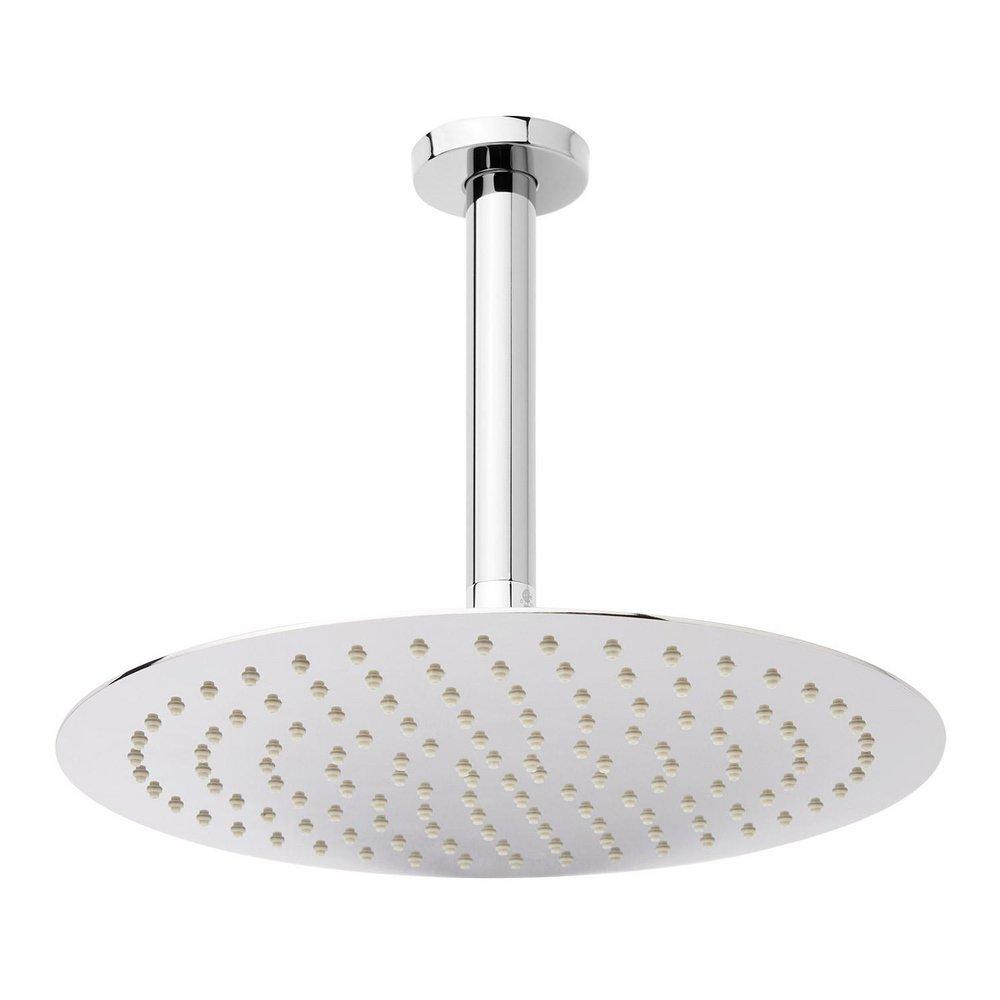 12 in. Single Function Ceiling Mounted Rain Showerhead Set in Brushed Nickel - 4 in. Arm Included 