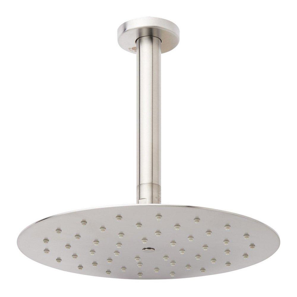 10 in. Single Function Ceiling Mounted Rain Showerhead Set in Brushed Nickel - 4 in. Arm Included 