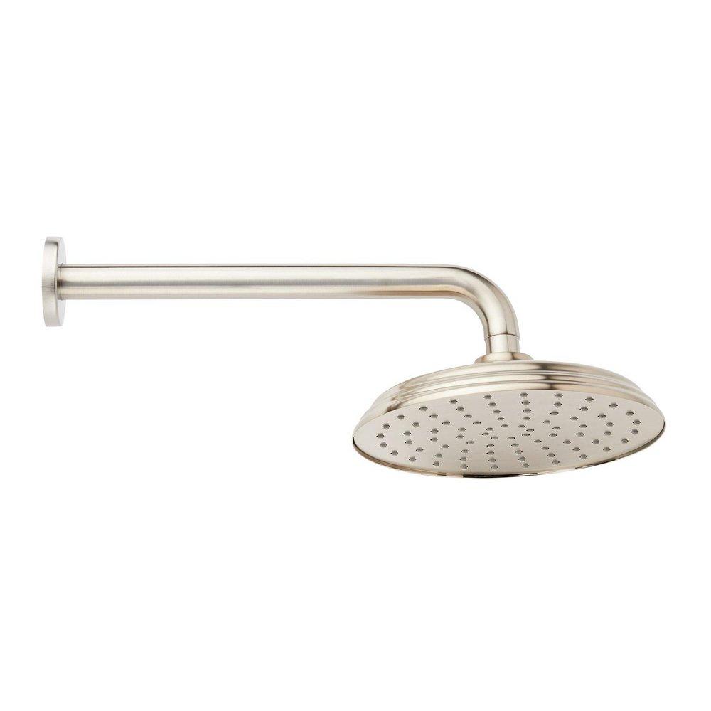 8 in. Single Function Rain Showerhead Set in Brushed Nickel - 18 in. Arm Included 