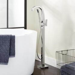 Floor Mount Tub Filler Faucet in Chrome - Includes Hand Shower and Valve