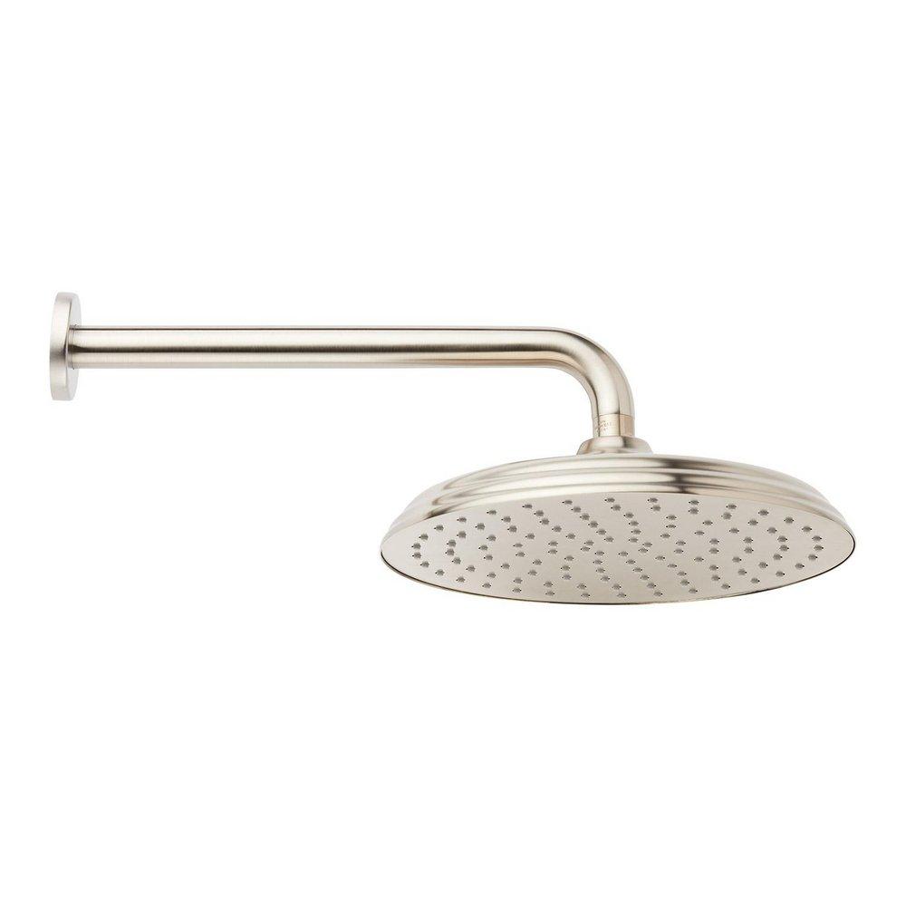 10 in. Single Function Rain Showerhead Set in Brushed Nickel - 12 in. Arm Included 